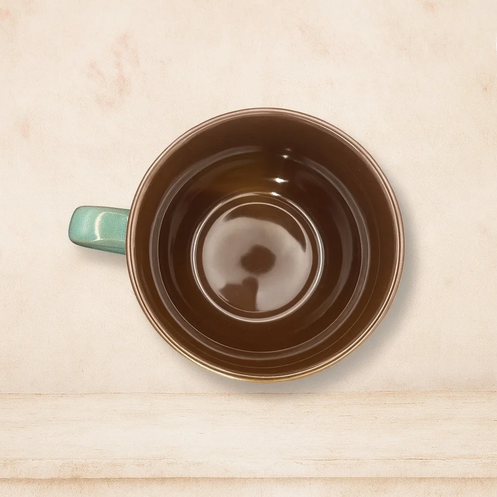 Great Gatherings Mug Hot Coffee Tea Soup Cup Teal Green Brown Circle Design Lg